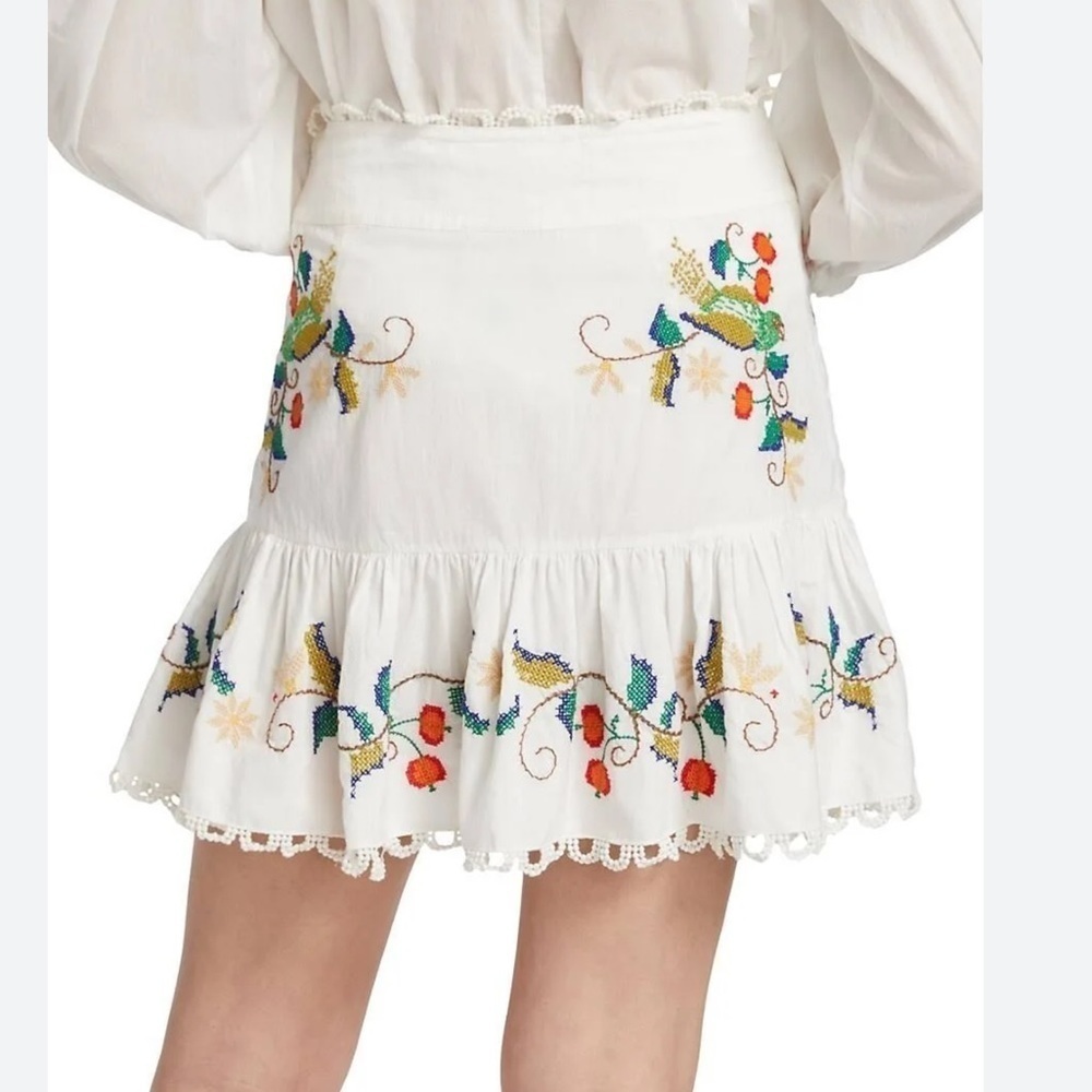 NWOT Farm Rio Pitanga Embroidery Crochet Mini Skirt Medium - Picture 2 of 9